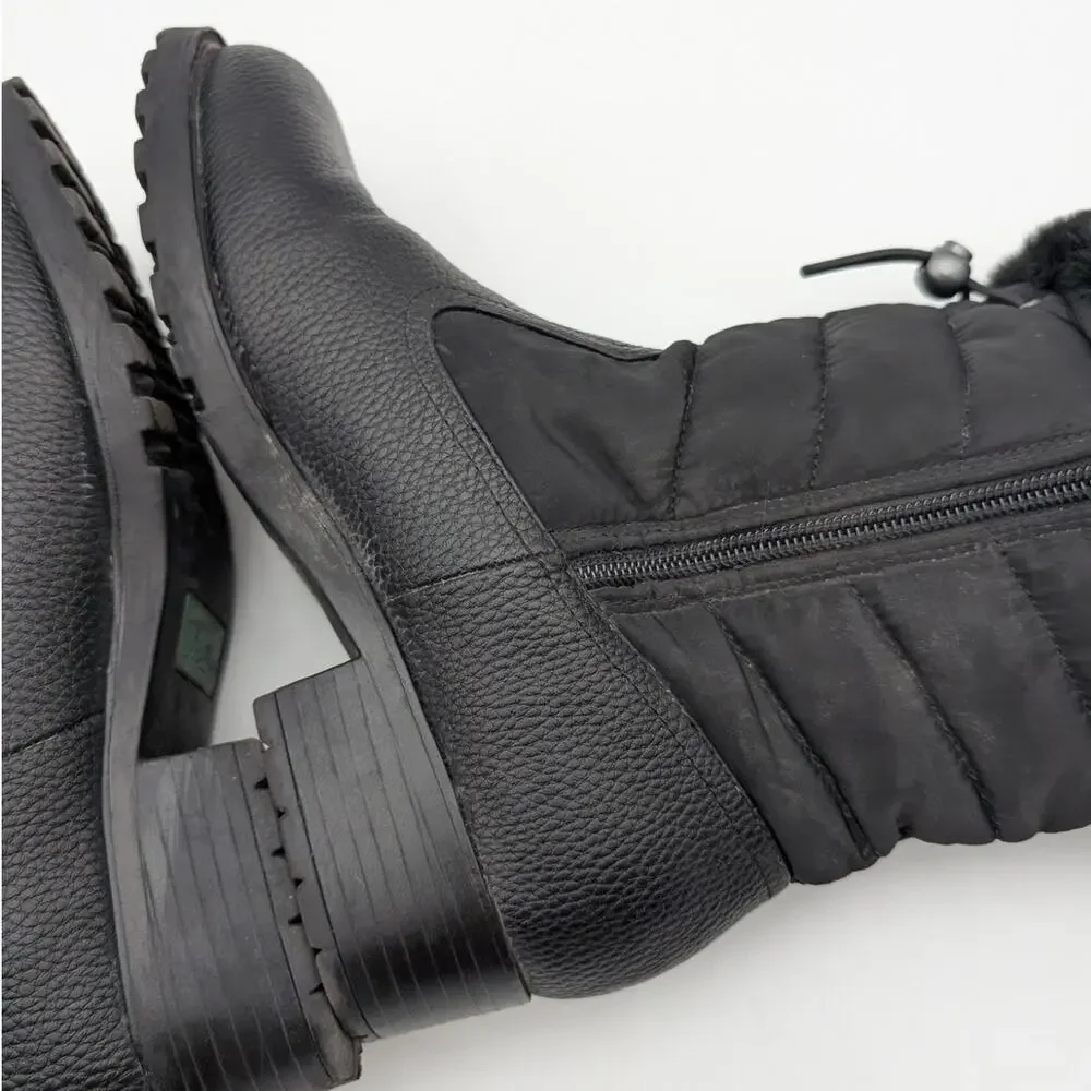 Trotters Bryce Faux Fur Trim Winter Boots Women's Black Tumbled Size US5.5M EU36